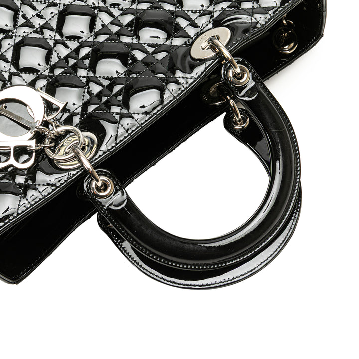Dior Large Cuir verni Cannage Lady Dior
