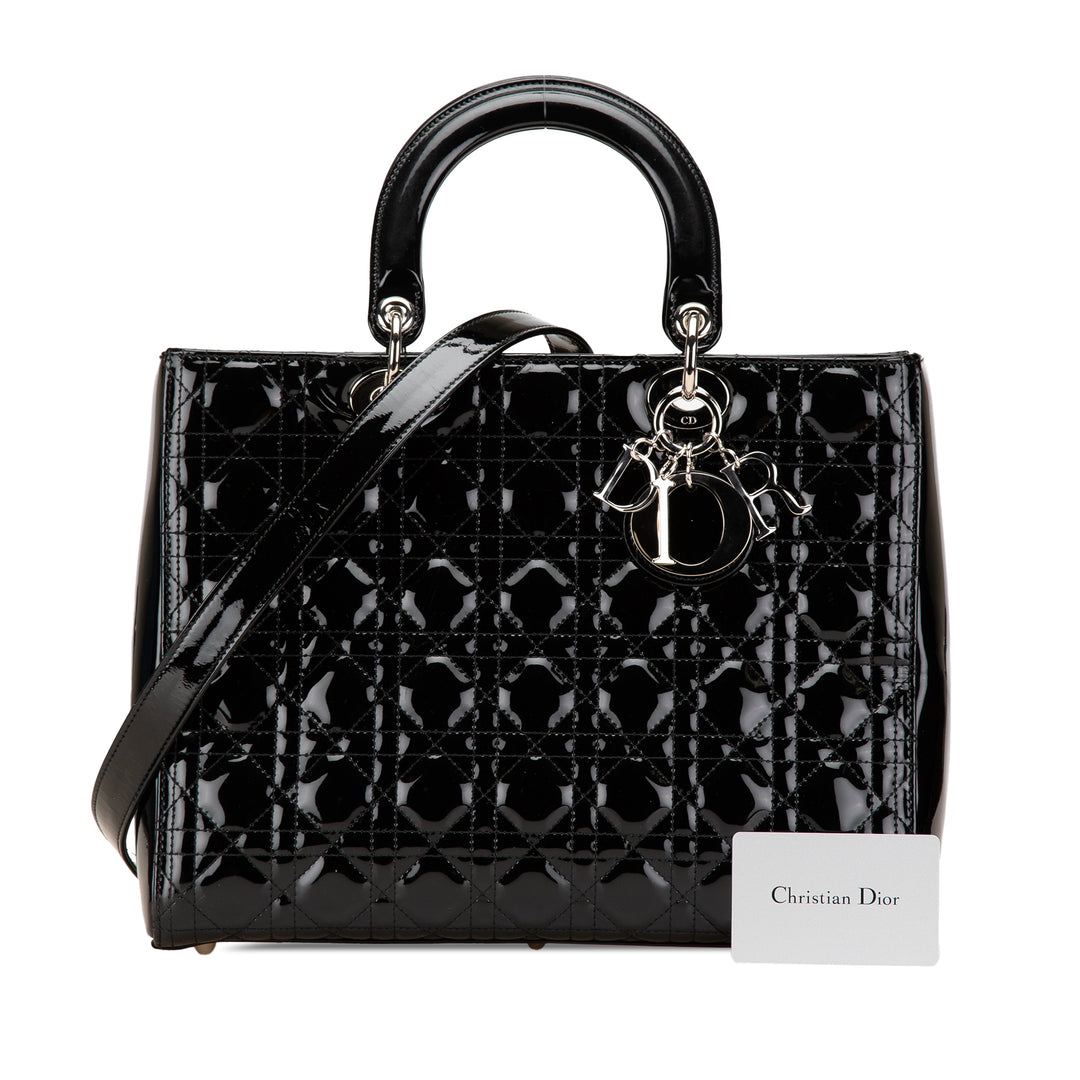 Dior Large Cuir verni Cannage Lady Dior