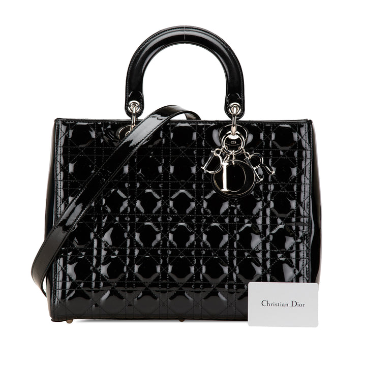 Dior Large Cuir verni Cannage Lady Dior