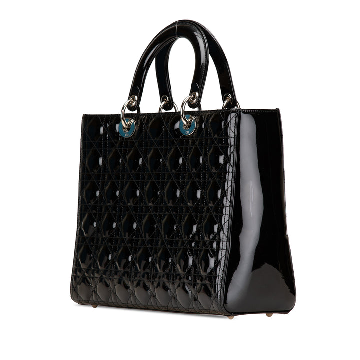 Dior Large Cuir verni Cannage Lady Dior