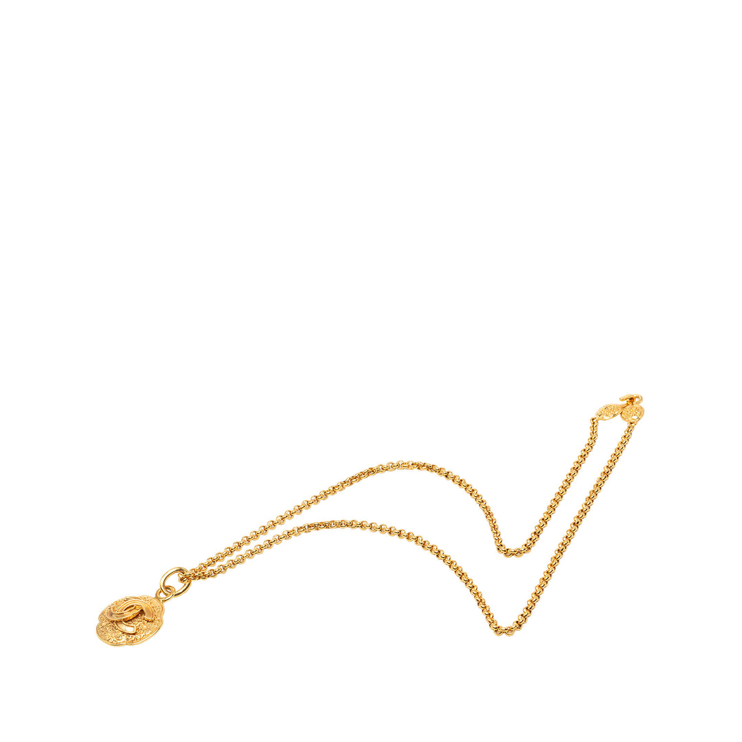 Chanel CC plaqué Medallion Pendant Collier Métal