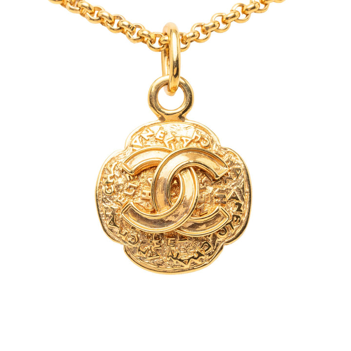 Chanel CC plaqué Medallion Pendant Collier Métal