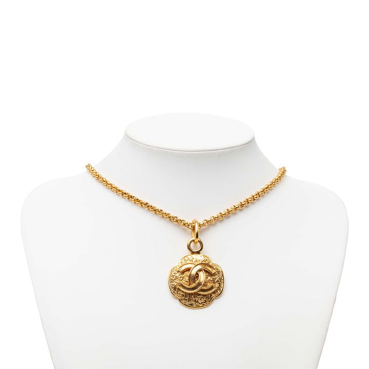 Chanel CC plaqué Medallion Pendant Collier Métal