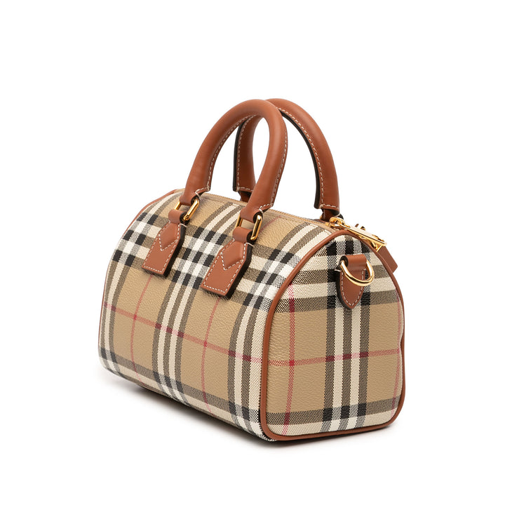 Burberry Sac à main House Check bowling Mini Toile enduite Marron – vue 2 – GABY PARIS
