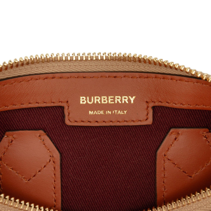 Burberry Sac à main House Check bowling Mini Toile enduite Marron – vue 5 – GABY PARIS