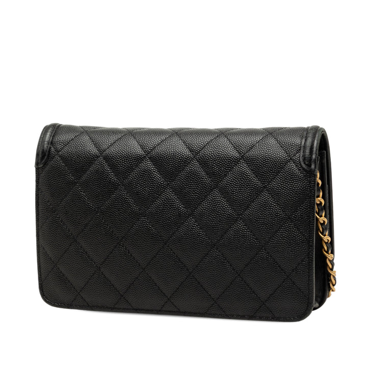CC Filigree Wallet on Chain Cuir caviar Noir