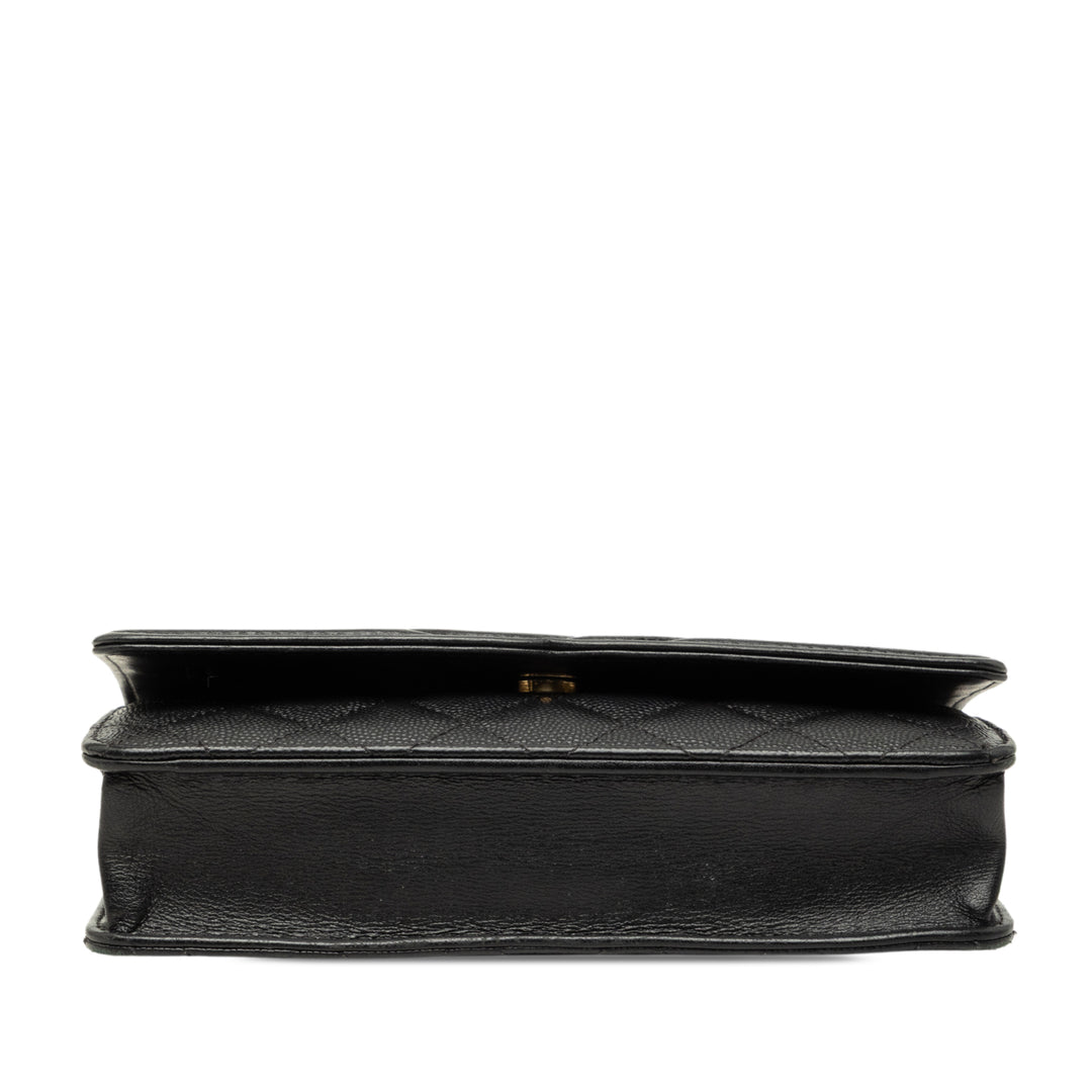 CC Filigree Wallet on Chain Cuir caviar Noir
