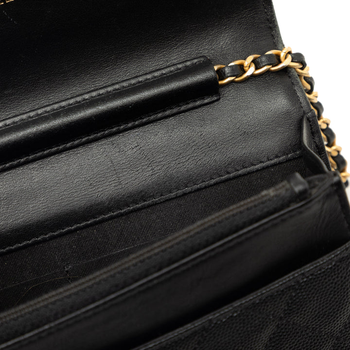 CC Filigree Wallet on Chain Cuir caviar Noir