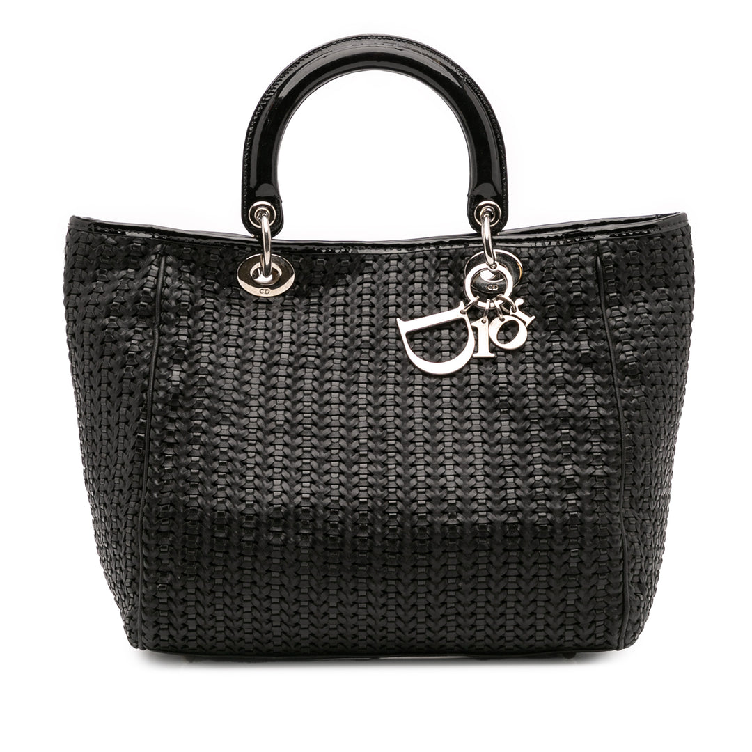 Medium Woven Leather Soft Lady Dior Black - Gaby Paris