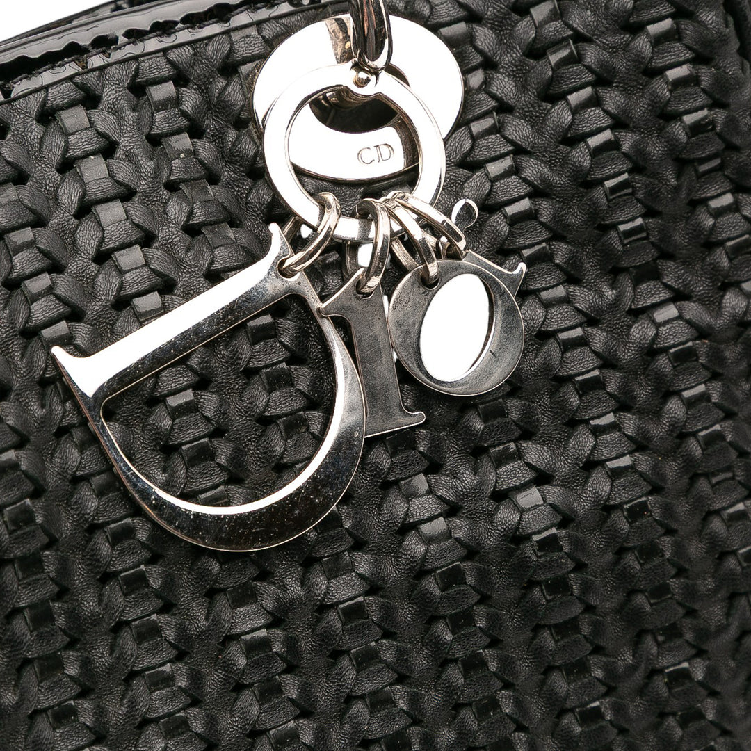 Medium Woven Leather Soft Lady Dior Black - Gaby Paris