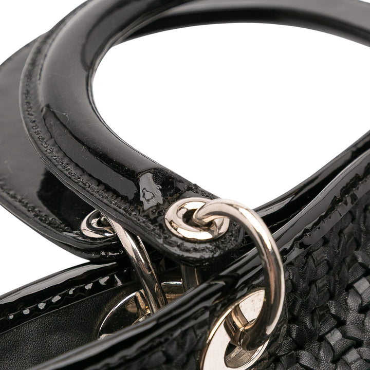 Medium Woven Leather Soft Lady Dior Black - Gaby Paris