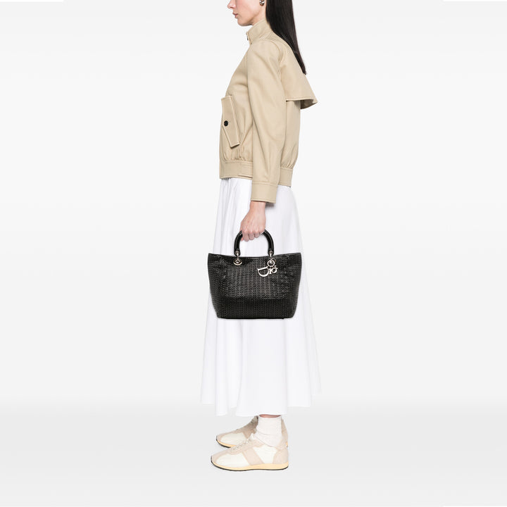 Medium Woven Leather Soft Lady Dior Black - Gaby Paris
