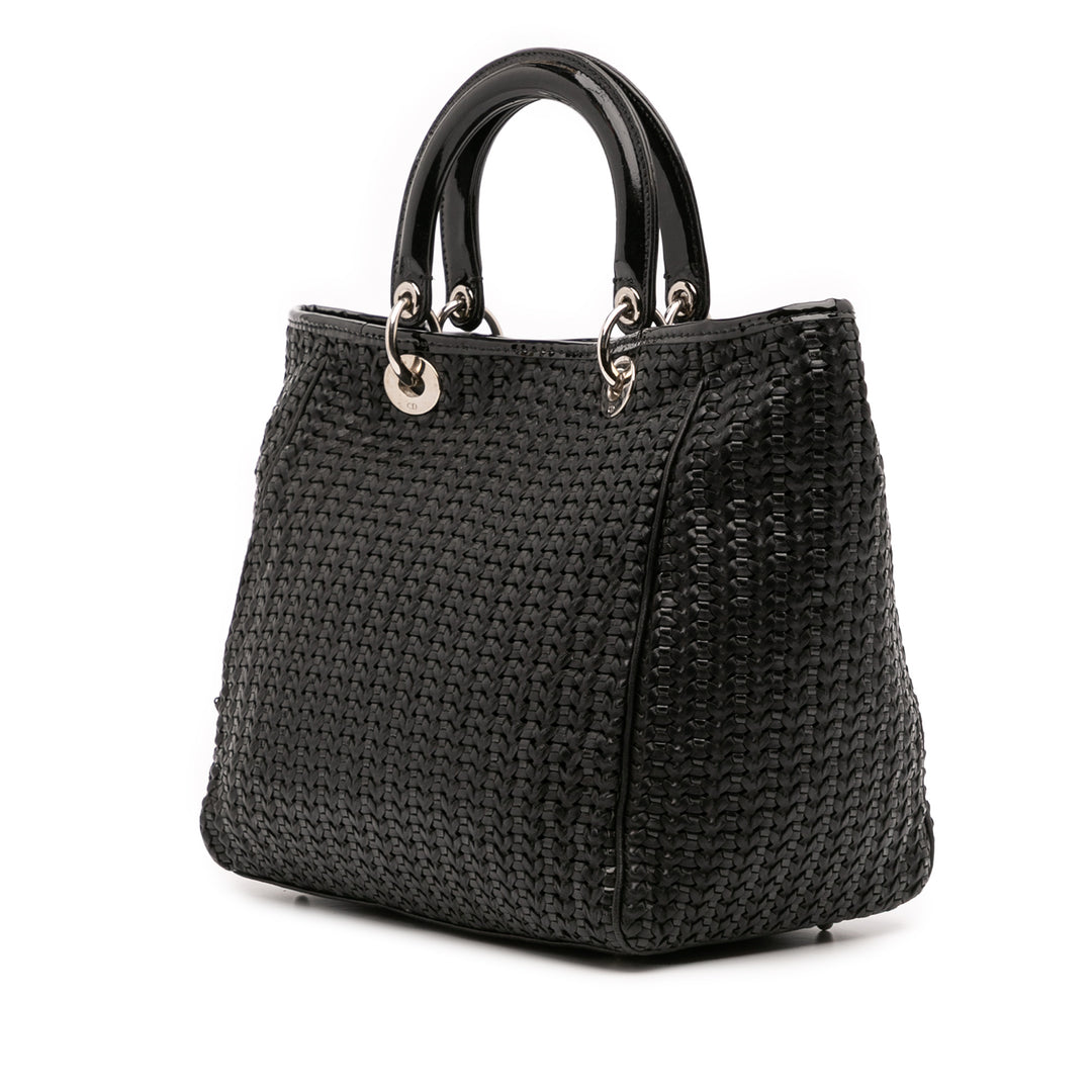 Medium Woven Leather Soft Lady Dior Black - Gaby Paris