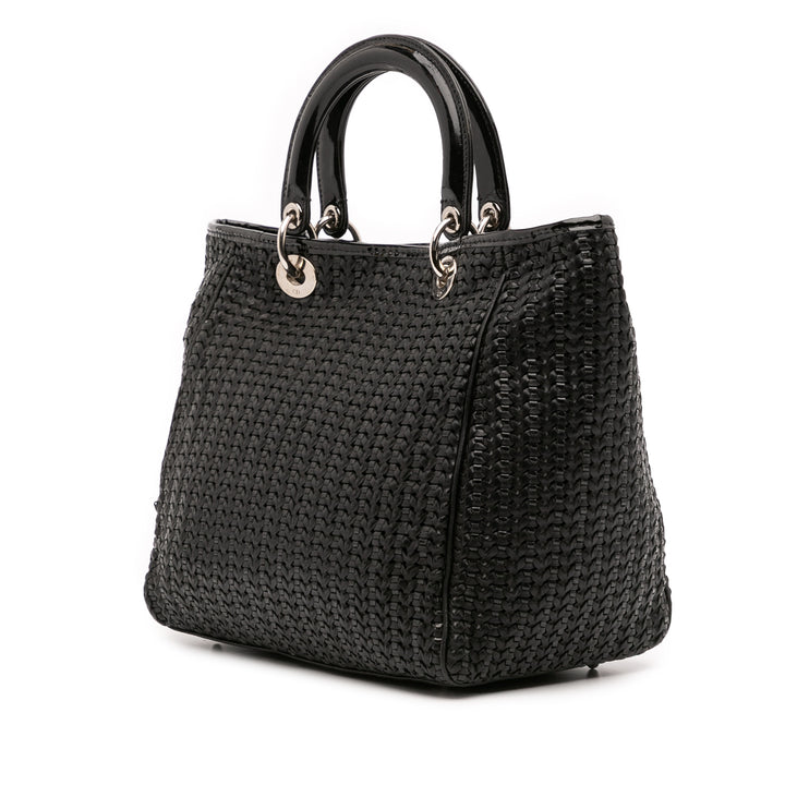 Medium Woven Leather Soft Lady Dior Black - Gaby Paris