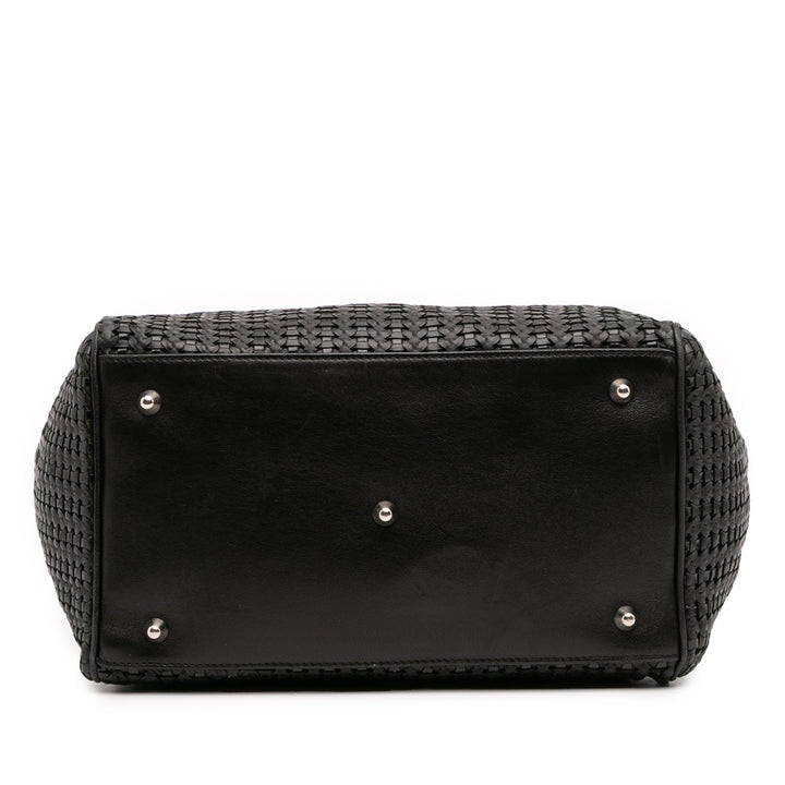 Medium Woven Leather Soft Lady Dior Black - Gaby Paris