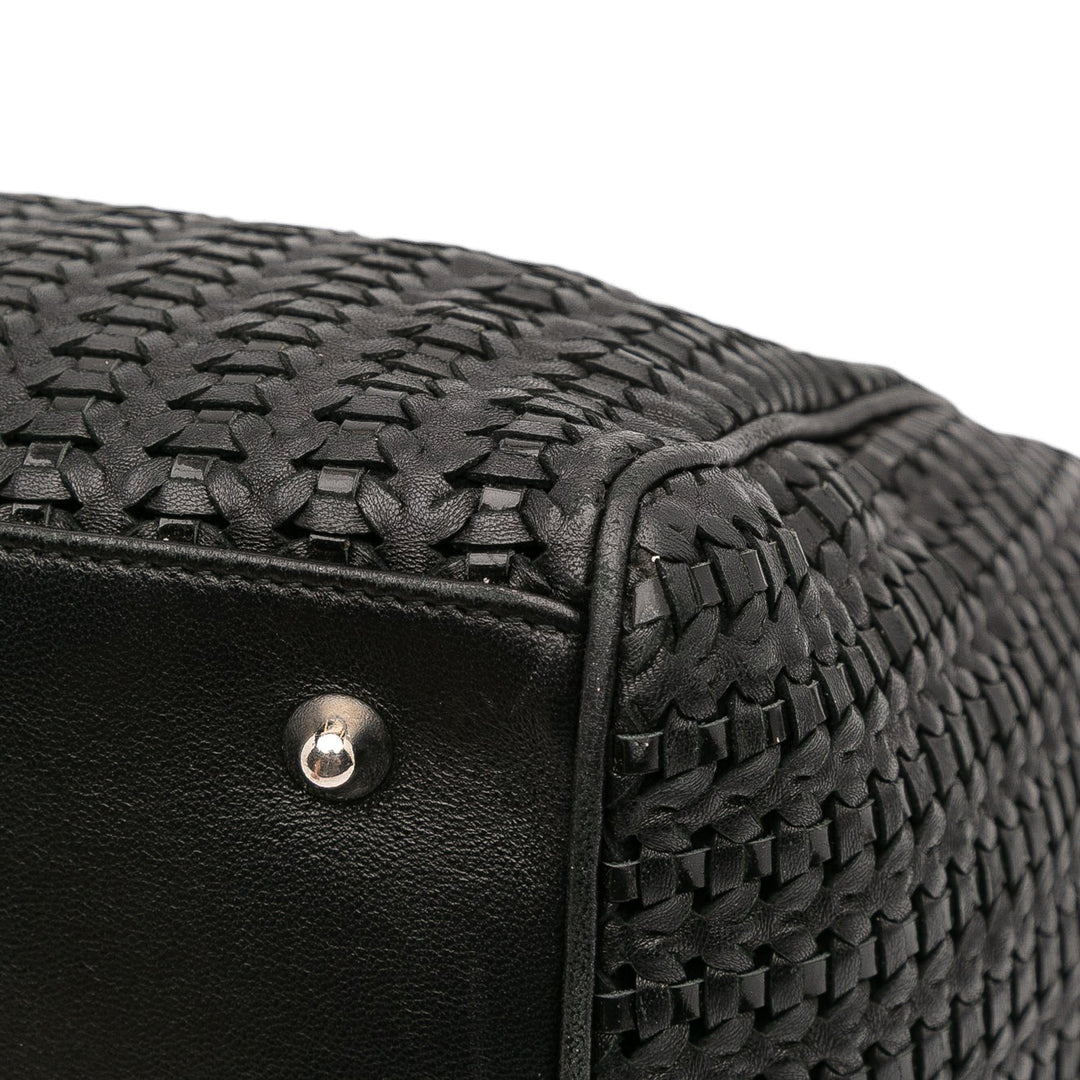 Medium Woven Leather Soft Lady Dior Black - Gaby Paris