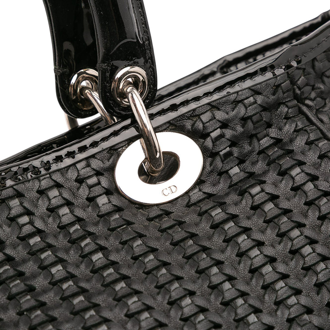 Medium Woven Leather Soft Lady Dior Black - Gaby Paris
