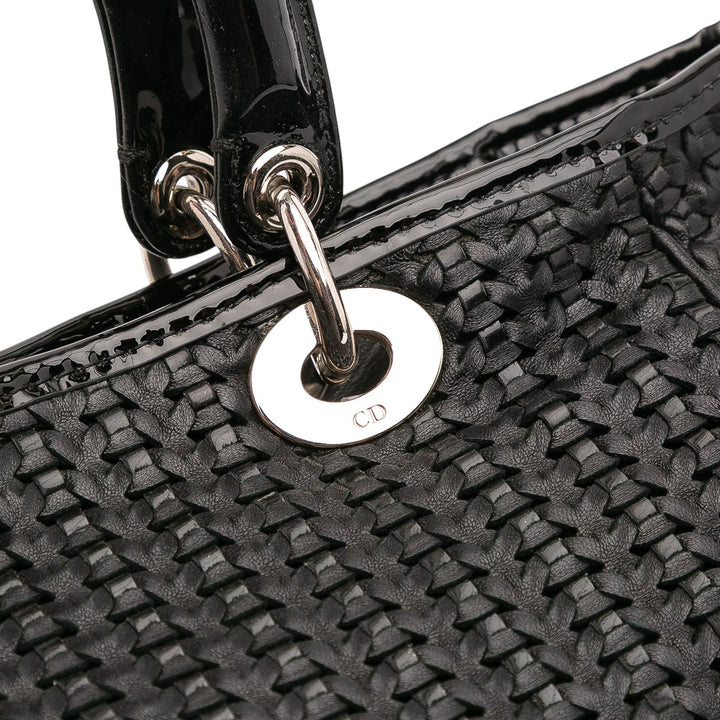 Medium Woven Leather Soft Lady Dior Black - Gaby Paris