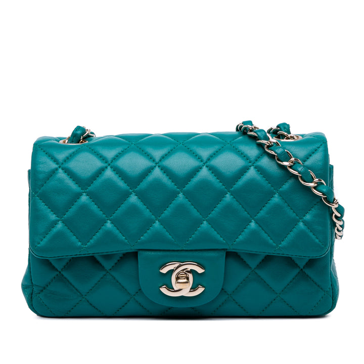 Chanel Mini Rectangular Classic Cuir d’agneau Simple rabat Bleu – GABY PARIS Authentique