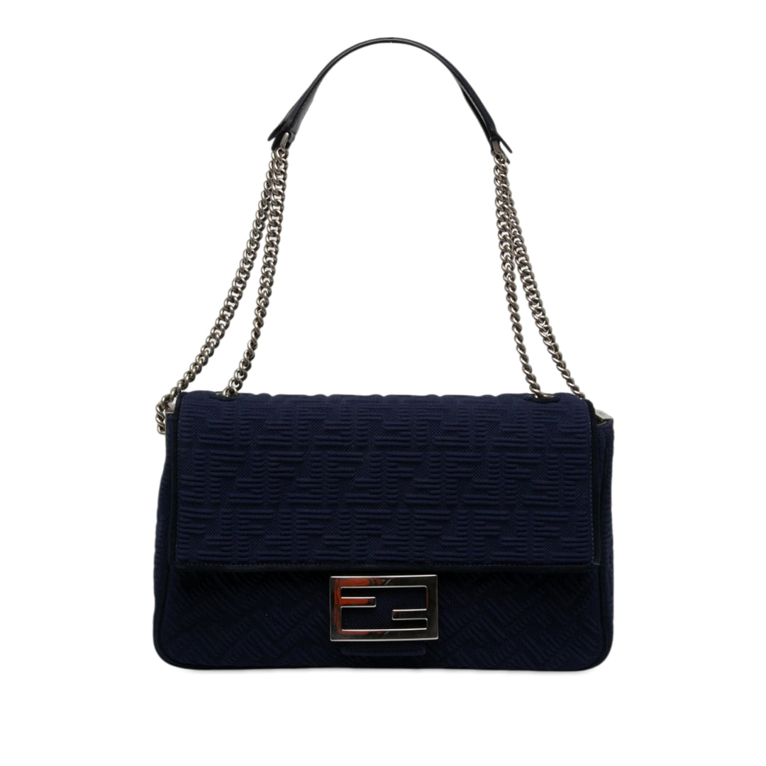 Fendi Zucca embossé Technical Chaîne Midi Baguette Grand Bleu – vue principale – GABY PARIS