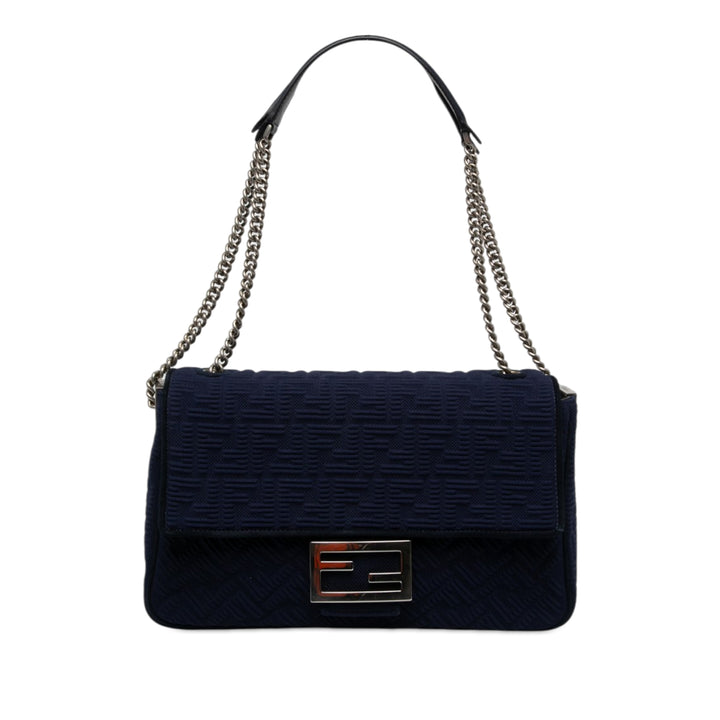 Fendi Zucca embossé Technical Chaîne Midi Baguette Grand Bleu – vue principale – GABY PARIS