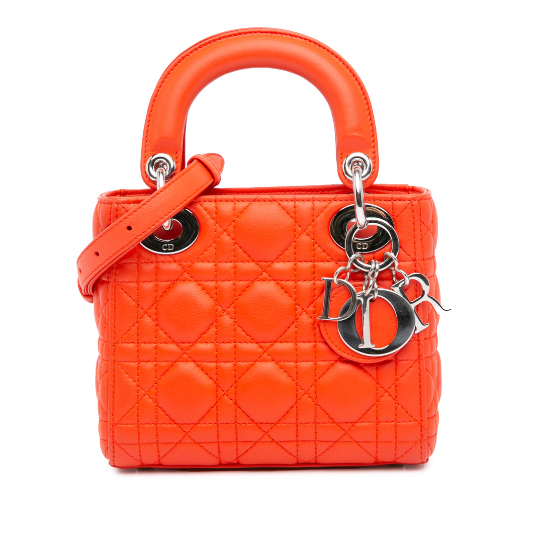 Mini Lambskin Cannage Lady Dior Orange - Gaby Paris