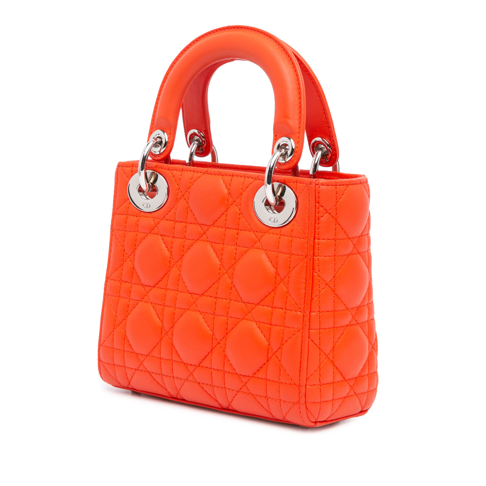 Mini Lambskin Cannage Lady Dior Orange - Gaby Paris