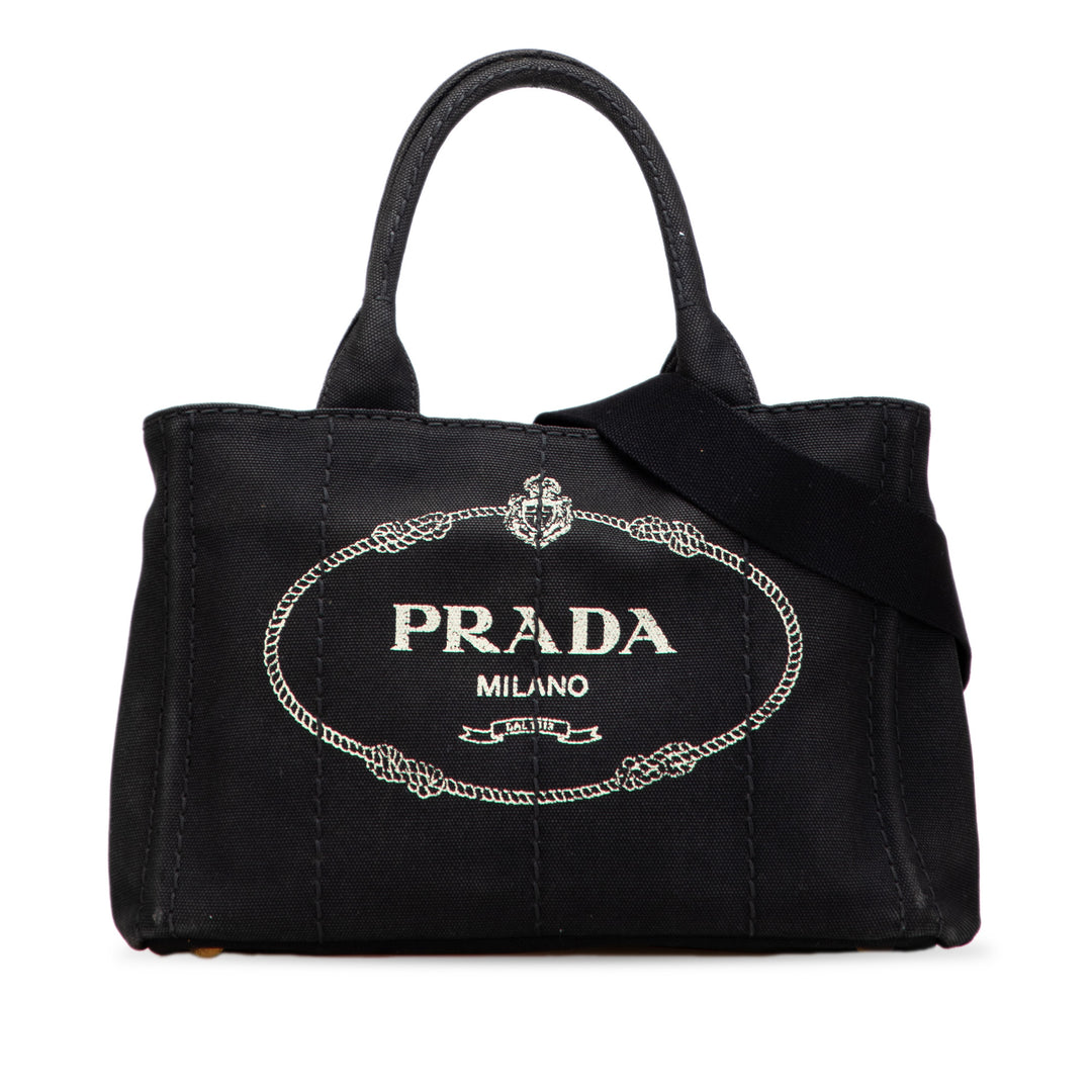 Small Canvas Canapa Logo Satchel Black - Gaby Paris