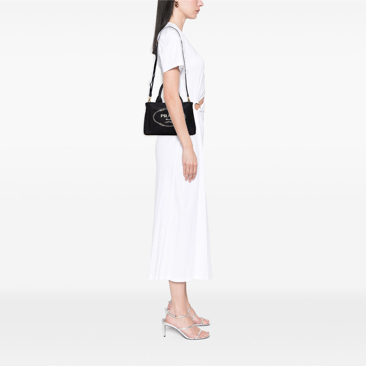 Small Canvas Canapa Logo Satchel Black - Gaby Paris