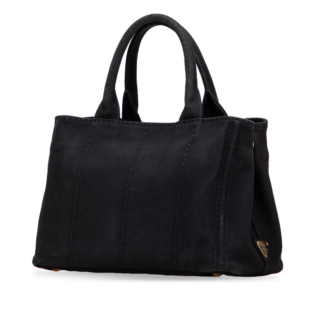 Small Canvas Canapa Logo Satchel Black - Gaby Paris