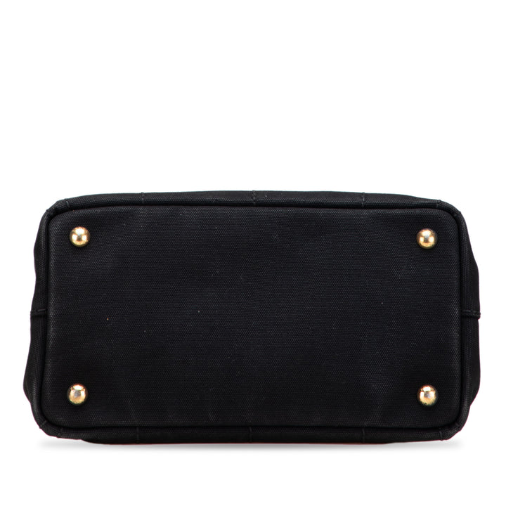 Small Canvas Canapa Logo Satchel Black - Gaby Paris