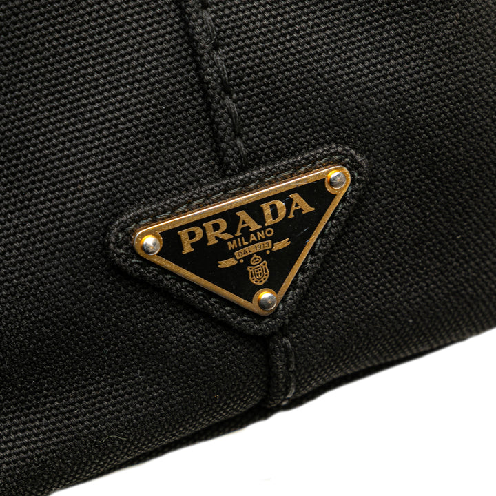 Small Canvas Canapa Logo Satchel Black - Gaby Paris