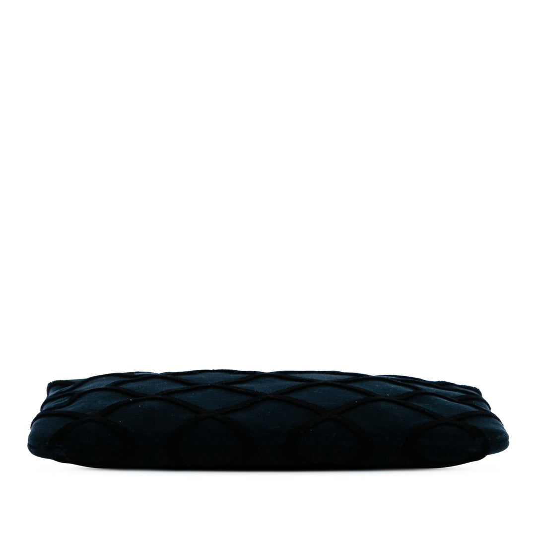 Chanel Medium CC Quilted Velours O Étui Pochette Bleu