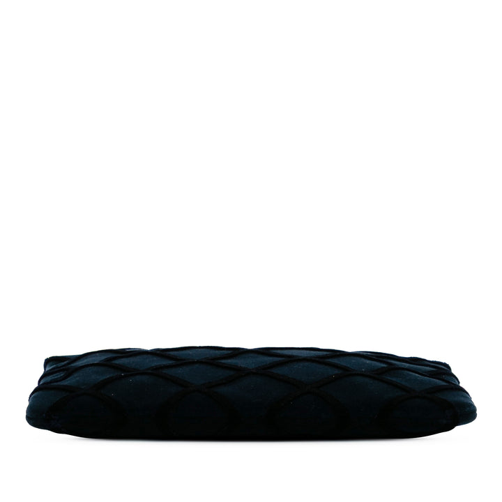 Chanel Medium CC Quilted Velours O Étui Pochette Bleu