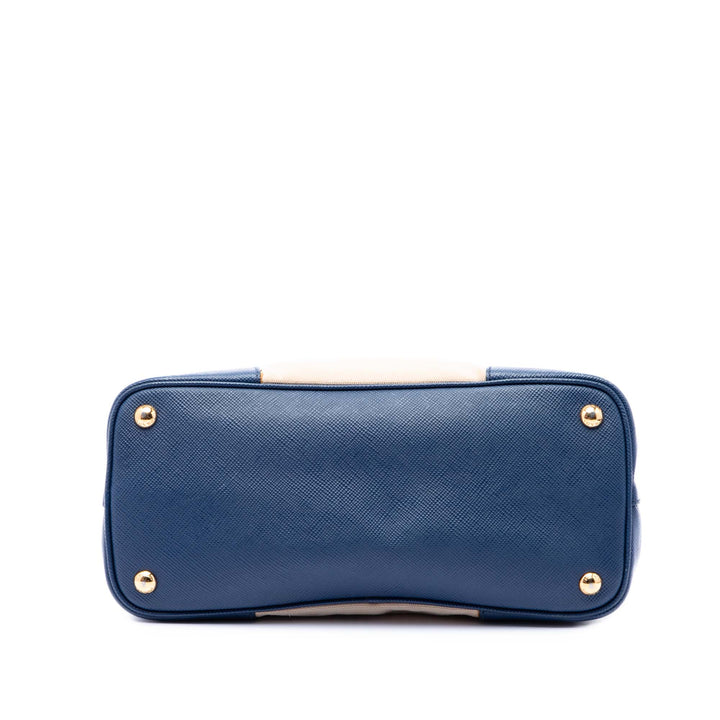 Prada Small Saffiano Cuir à finitions Toile Double Sac