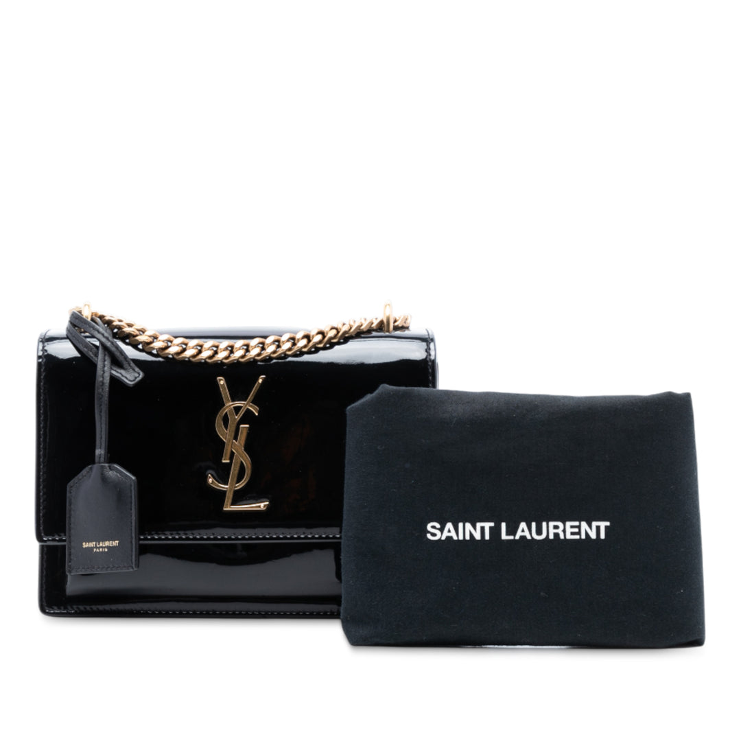 Saint Laurent Small Cuir verni Monogram Sunset Sac porté croisé