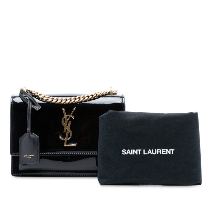 Saint Laurent Small Cuir verni Monogram Sunset Sac porté croisé