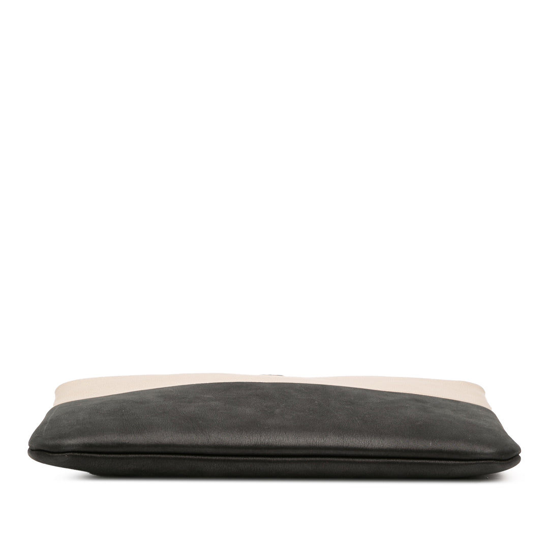 Medium Bicolor Caviar and Iridescent Calfskin O Case Clutch Gold - Gaby Paris