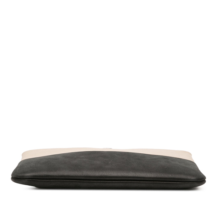 Medium Bicolor Caviar and Iridescent Calfskin O Case Clutch Gold - Gaby Paris