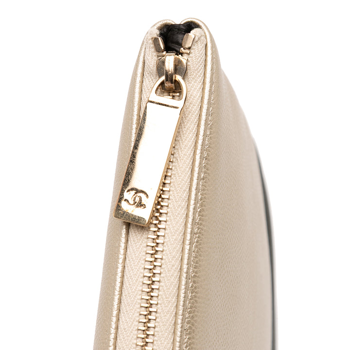 Medium Bicolor Caviar and Iridescent Calfskin O Case Clutch Gold - Gaby Paris