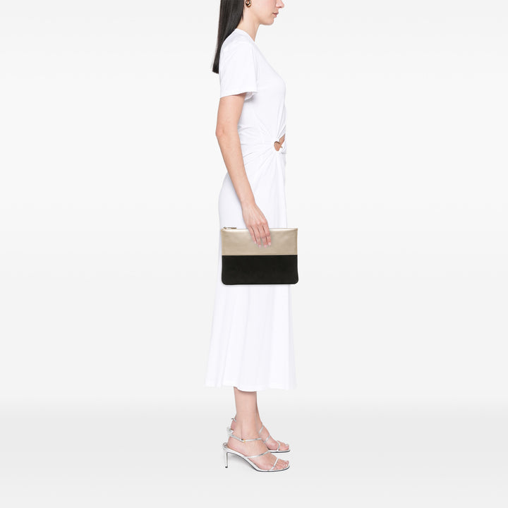 Medium Bicolor Caviar and Iridescent Calfskin O Case Clutch Gold - Gaby Paris