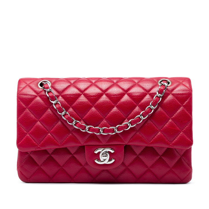 Classic Double rabat Moyen Cuir caviar Rouge