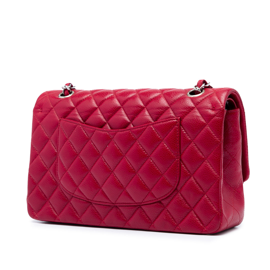 Classic Double rabat Moyen Cuir caviar Rouge