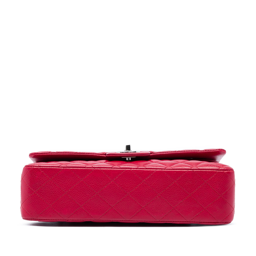 Classic Double rabat Moyen Cuir caviar Rouge