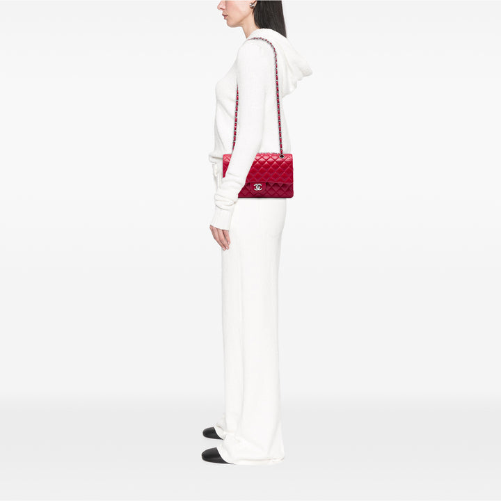 Classic Double rabat Moyen Cuir caviar Rouge