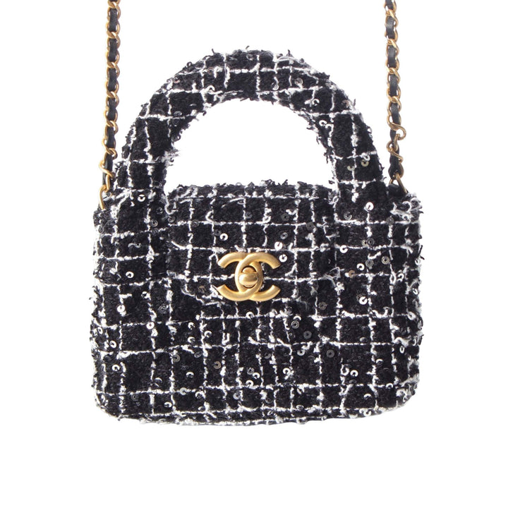 Kelly Pochette avec chaîne Nano Tweed Noir