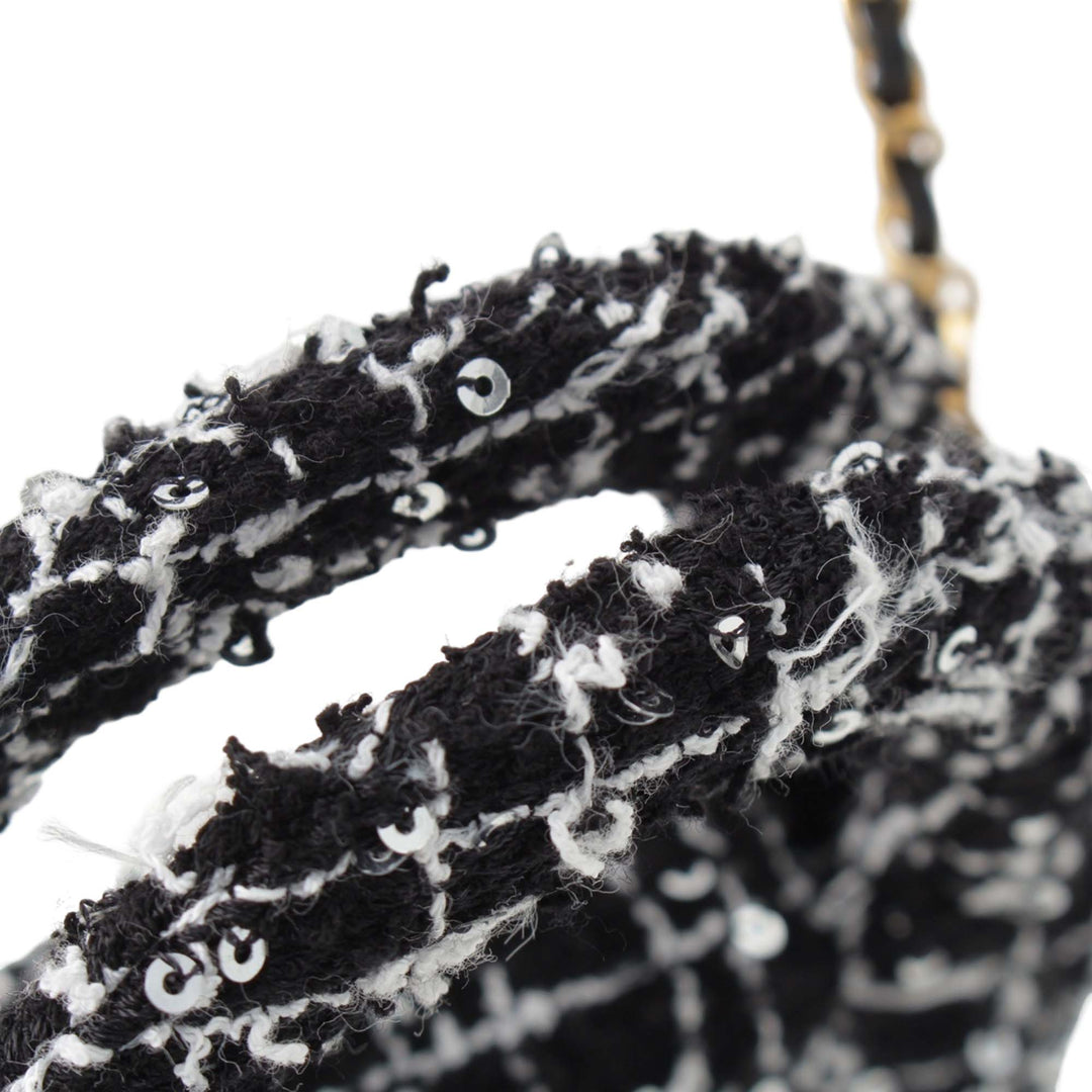 Kelly Pochette avec chaîne Nano Tweed Noir