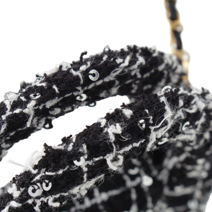 Kelly Pochette avec chaîne Nano Tweed Noir