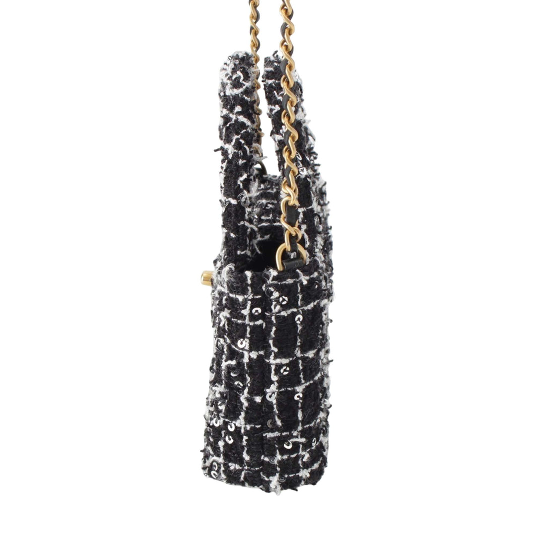 Kelly Pochette avec chaîne Nano Tweed Noir