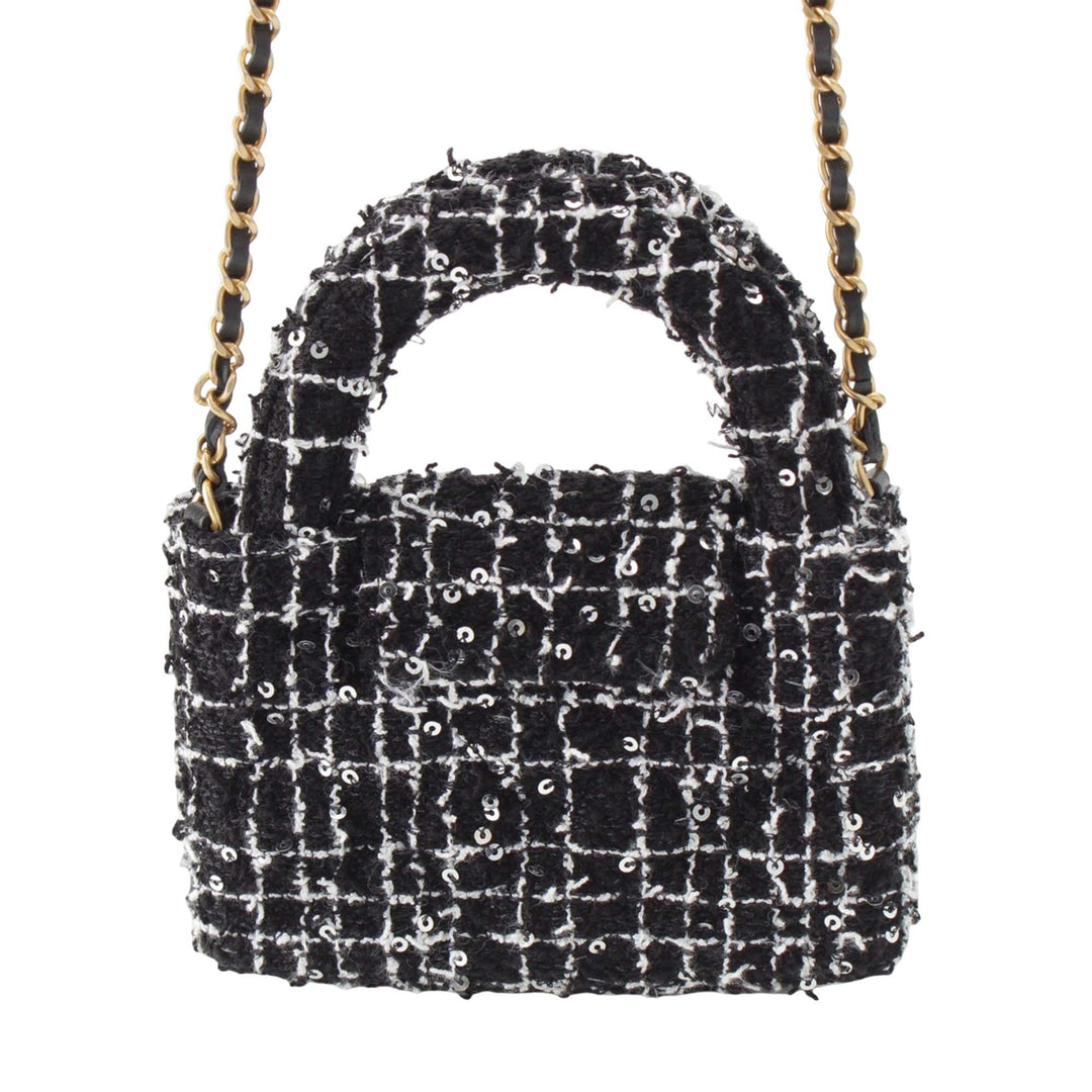 Kelly Pochette avec chaîne Nano Tweed Noir
